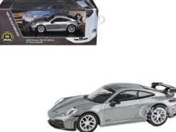 2025 Porsche 911 GT3 (992.2) GT Silver Metallic with Carbon Stripe 1/64 Diecast Model Car by Paragon Models