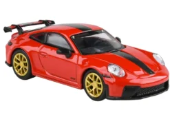 2025 Porsche 911 GT3 (992.2) Guards Red with Carbon Stripe and Gold Wheels 1/64 Diecast Model Car by Paragon Models