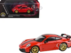 2025 Porsche 911 GT3 (992.2) Guards Red with Carbon Stripe and Gold Wheels 1/64 Diecast Model Car by Paragon Models