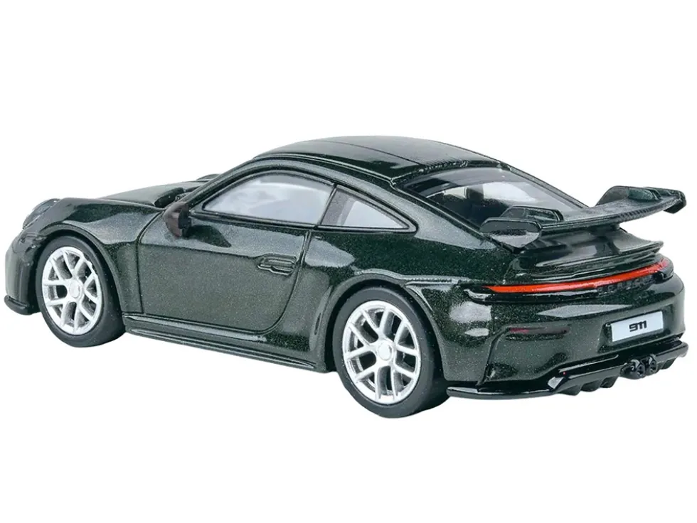 2025 Porsche 911 GT3 (992.2) Oak Green Metallic Neo with Carbon Stripe 1/64 Diecast Model Car by Paragon Models