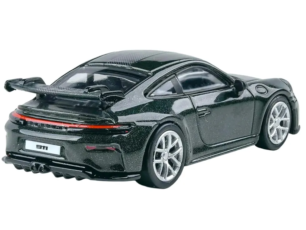 2025 Porsche 911 GT3 (992.2) Oak Green Metallic Neo with Carbon Stripe 1/64 Diecast Model Car by Paragon Models