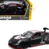 Porsche 911 GT3 R Black with Silver Hood and Top and Red Stripe "Race" Series 1/24 Diecast Model Car by Bburago