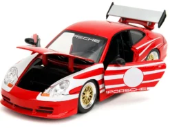 Porsche 911 GT3 (996) Red with White Graphics "Hyper-Spec" Series 1/24 Diecast Model Car by Jada