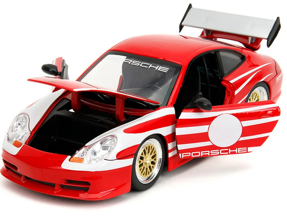 Porsche 911 GT3 (996) Red with White Graphics "Hyper-Spec" Series 1/24 Diecast Model Car by Jada