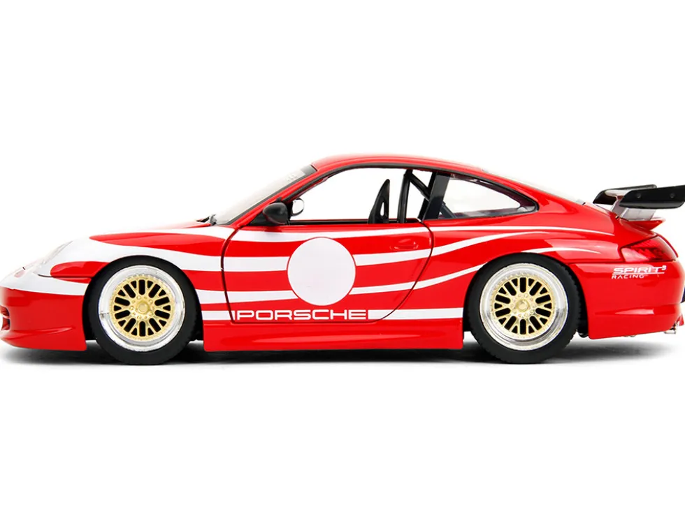 Porsche 911 GT3 (996) Red with White Graphics "Hyper-Spec" Series 1/24 Diecast Model Car by Jada