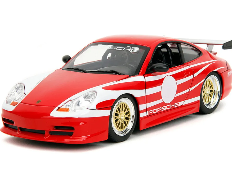 Porsche 911 GT3 (996) Red with White Graphics "Hyper-Spec" Series 1/24 Diecast Model Car by Jada