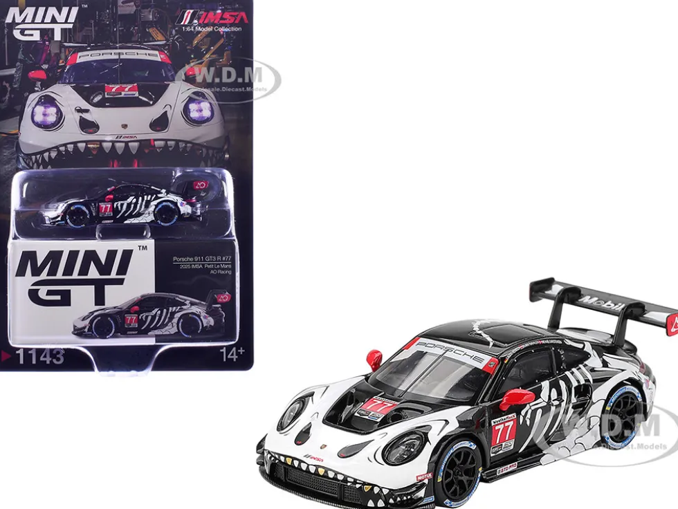Porsche 911 GT3 R #77 Klaus Bachler - Laurin Heinrich - Michael Christensen "AO Racing Skeleton Rexy" GTD Pro IMSA "Petit Le Mans" (2025) Limited Edition 1/64 Diecast Model Car by Mini GT