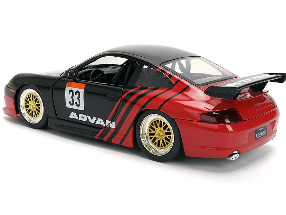 Porsche 911 GT3 RS (996) #33 "ADVAN" Black and Red "Hyper-Spec" Series 1/24 Diecast Model Car by Jada