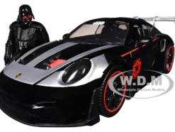 Porsche 911 GT3 RS (992) Black with Silver Hood and Graphics and Darth Vader Figure 