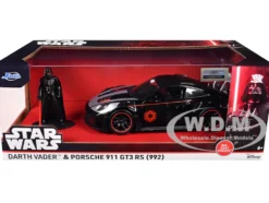 Porsche 911 GT3 RS (992) Black with Silver Hood and Graphics and Darth Vader Figure 