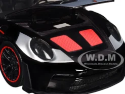 Porsche 911 GT3 RS (992) Black with Silver Hood and Graphics and Darth Vader Figure 