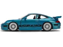 Porsche 911 GT3 RS (996) Blue Color Brush Finish "Fast Five" (2011) Movie "25 Years of Fast & Furious" Series 1/24 Diecast Model Car by Jada