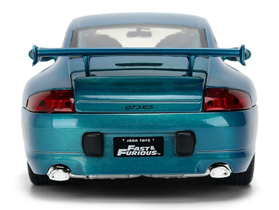 Porsche 911 GT3 RS (996) Blue Color Brush Finish "Fast Five" (2011) Movie "25 Years of Fast & Furious" Series 1/24 Diecast Model Car by Jada