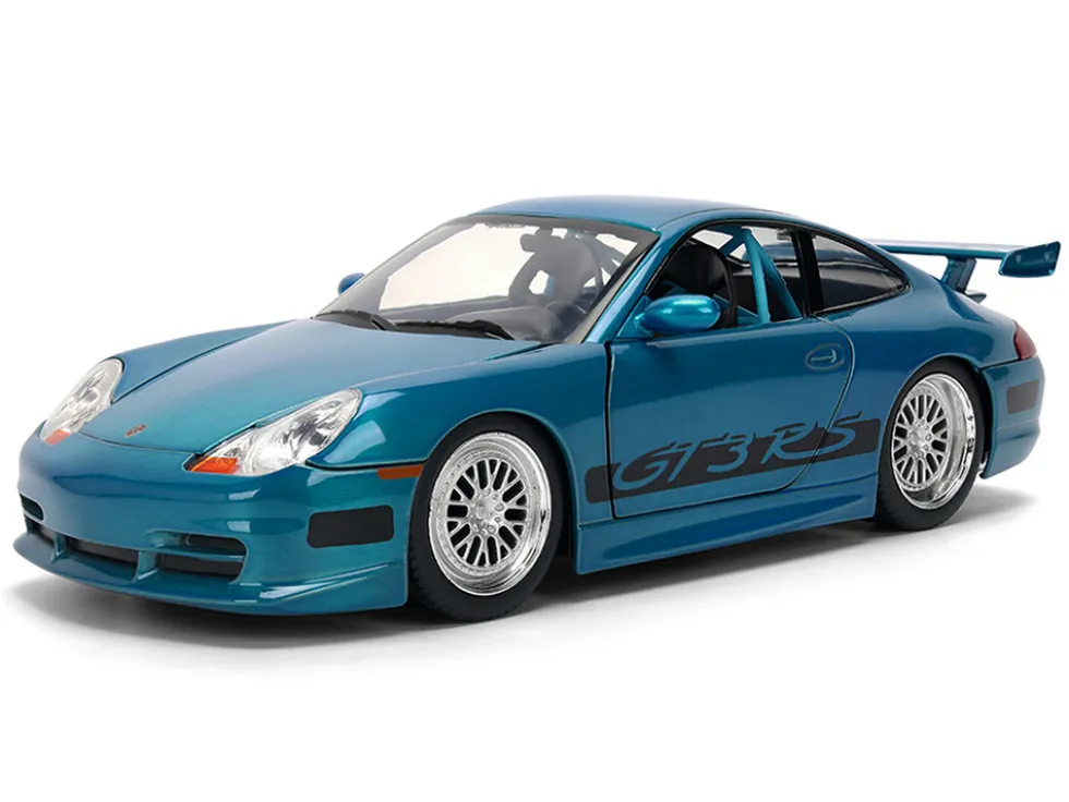 Porsche 911 GT3 RS (996) Blue Color Brush Finish "Fast Five" (2011) Movie "25 Years of Fast & Furious" Series 1/24 Diecast Model Car by Jada