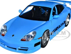 Porsche 911 GT3 RS Light Blue Black Accents Fast & Furious Movie 1/24 Diecast Model Car Jada 33667
