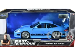Porsche 911 GT3 RS Light Blue Black Accents Fast & Furious Movie 1/24 Diecast Model Car Jada 33667