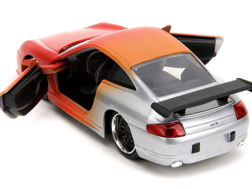 Porsche 911 GT3 RS Matt Orange and Silver Metallic Pink Slips Series 1/32 Diecast Model Car Jada 34663