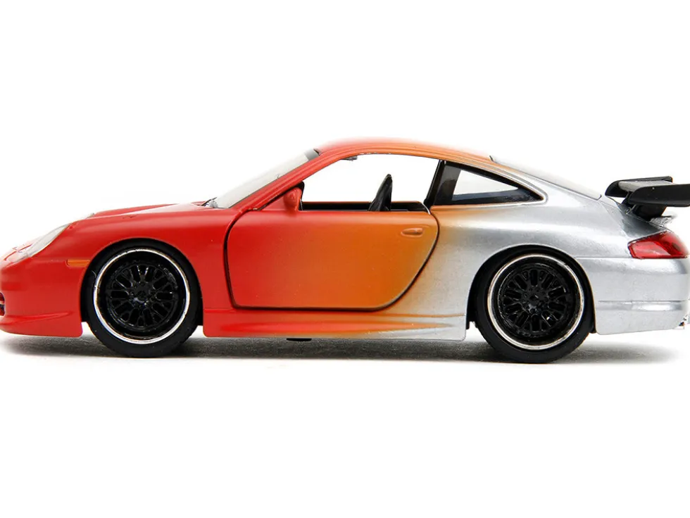 Porsche 911 GT3 RS Matt Orange and Silver Metallic Pink Slips Series 1/32 Diecast Model Car Jada 34663
