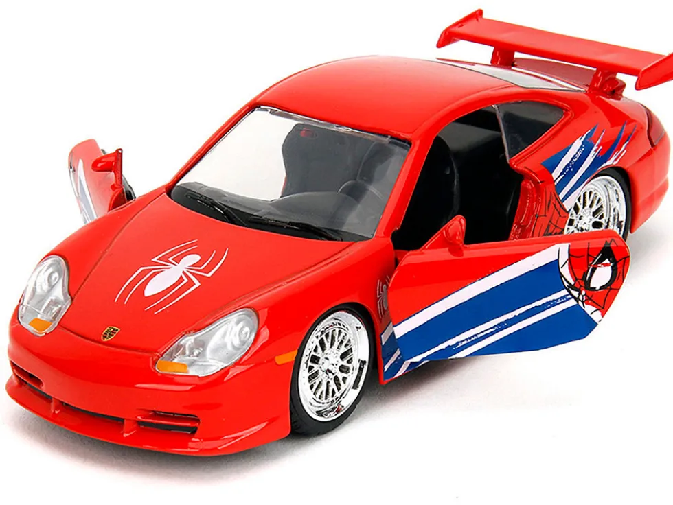 Porsche 911 GT3 RS (996) Red with Graphics "Marvel's Spider-Man" 1/32 Diecast Model Car by Jada