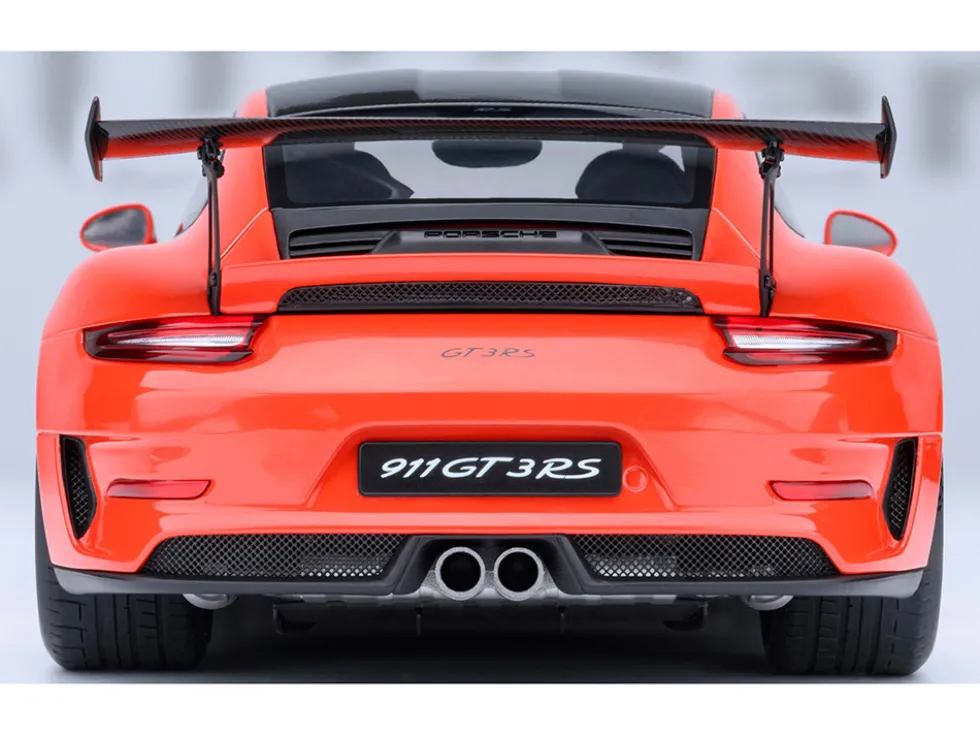 Porsche 911 (991.2) GT3 RS Weissach Lava Orange with Carbon Hood and Top 1/18 Model Car by Autoart