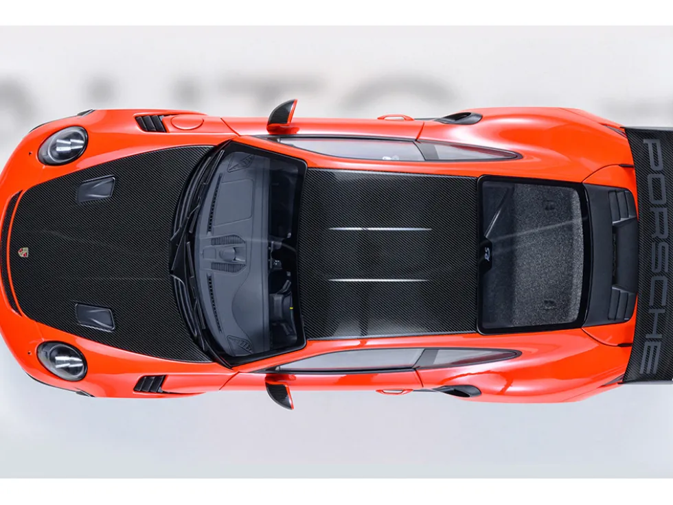 Porsche 911 (991.2) GT3 RS Weissach Lava Orange with Carbon Hood and Top 1/18 Model Car by Autoart