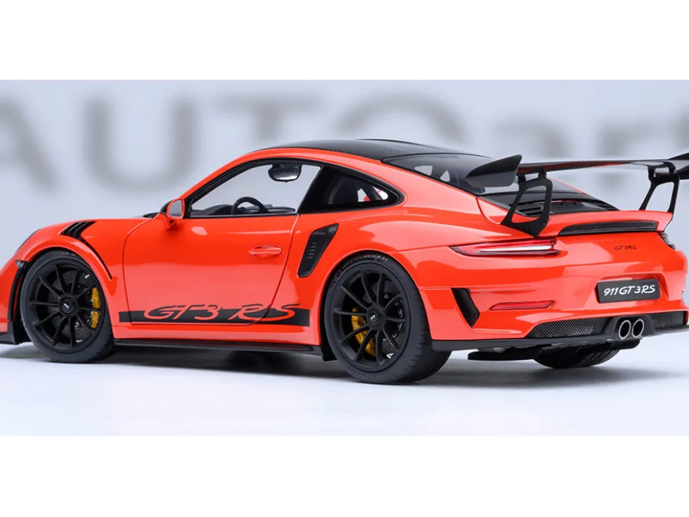 Porsche 911 (991.2) GT3 RS Weissach Lava Orange with Carbon Hood and Top 1/18 Model Car by Autoart