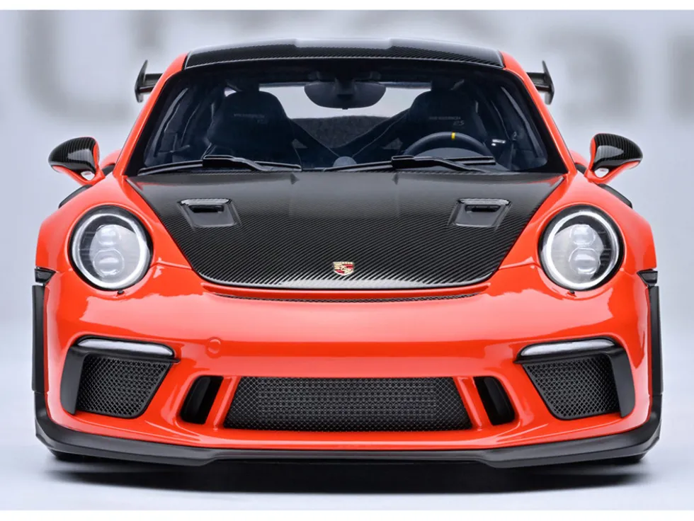 Porsche 911 (991.2) GT3 RS Weissach Lava Orange with Carbon Hood and Top 1/18 Model Car by Autoart