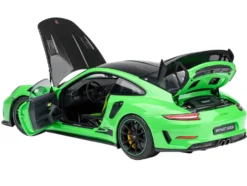 Porsche 911 (991.2) GT3 RS Weissach Lizard Green with Carbon Hood and Top 1/18 Model Car by Autoart