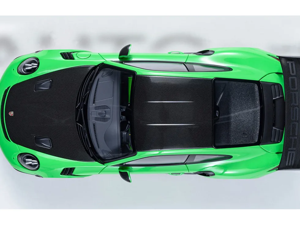 Porsche 911 (991.2) GT3 RS Weissach Lizard Green with Carbon Hood and Top 1/18 Model Car by Autoart