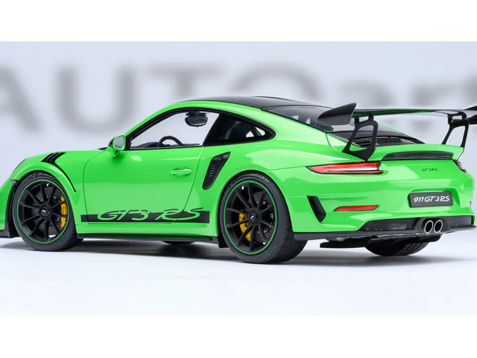 Porsche 911 (991.2) GT3 RS Weissach Lizard Green with Carbon Hood and Top 1/18 Model Car by Autoart