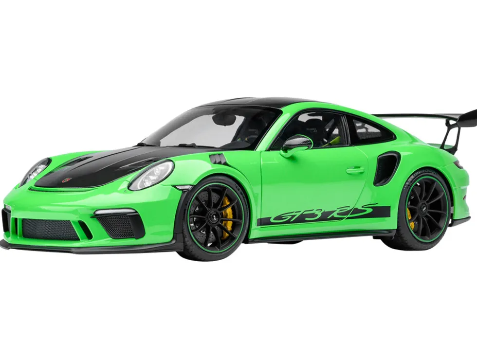 Porsche 911 (991.2) GT3 RS Weissach Lizard Green with Carbon Hood and Top 1/18 Model Car by Autoart