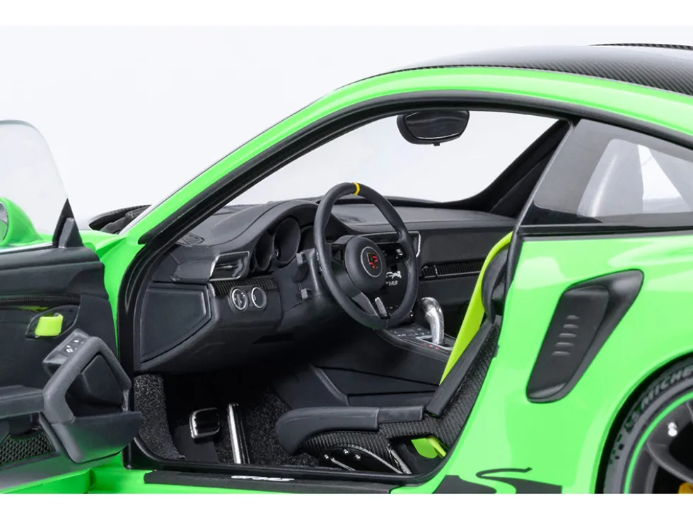 Porsche 911 (991.2) GT3 RS Weissach Lizard Green with Carbon Hood and Top 1/18 Model Car by Autoart