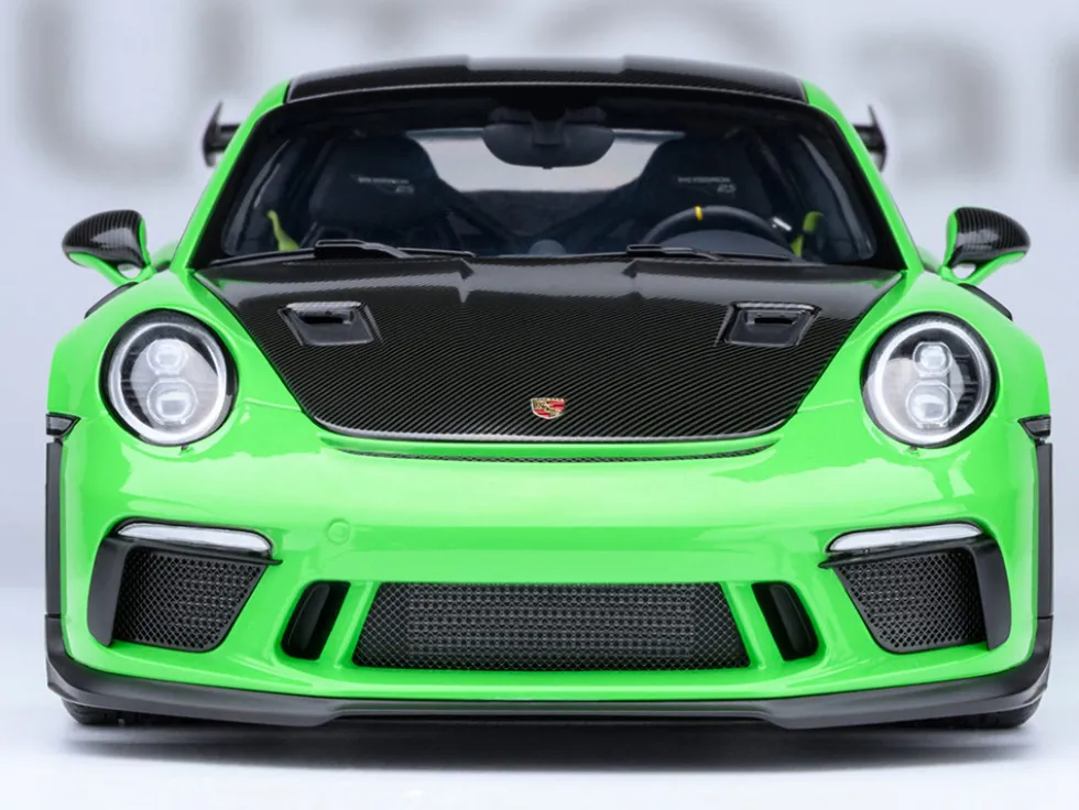 Porsche 911 (991.2) GT3 RS Weissach Lizard Green with Carbon Hood and Top 1/18 Model Car by Autoart