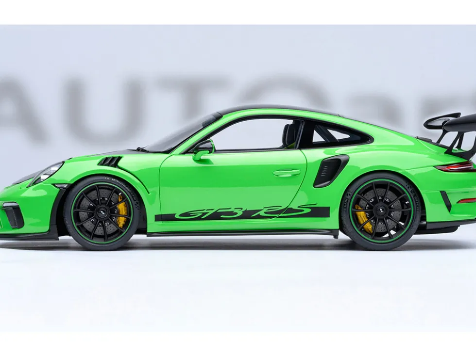 Porsche 911 (991.2) GT3 RS Weissach Lizard Green with Carbon Hood and Top 1/18 Model Car by Autoart
