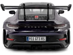 2024 Porsche 911 GT3 RS Weissach Package Viola Purple Metallic with Carbon Hood Stripes and Top 1/18 Diecast Model Car by Solido