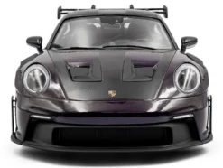2024 Porsche 911 GT3 RS Weissach Package Viola Purple Metallic with Carbon Hood Stripes and Top 1/18 Diecast Model Car by Solido