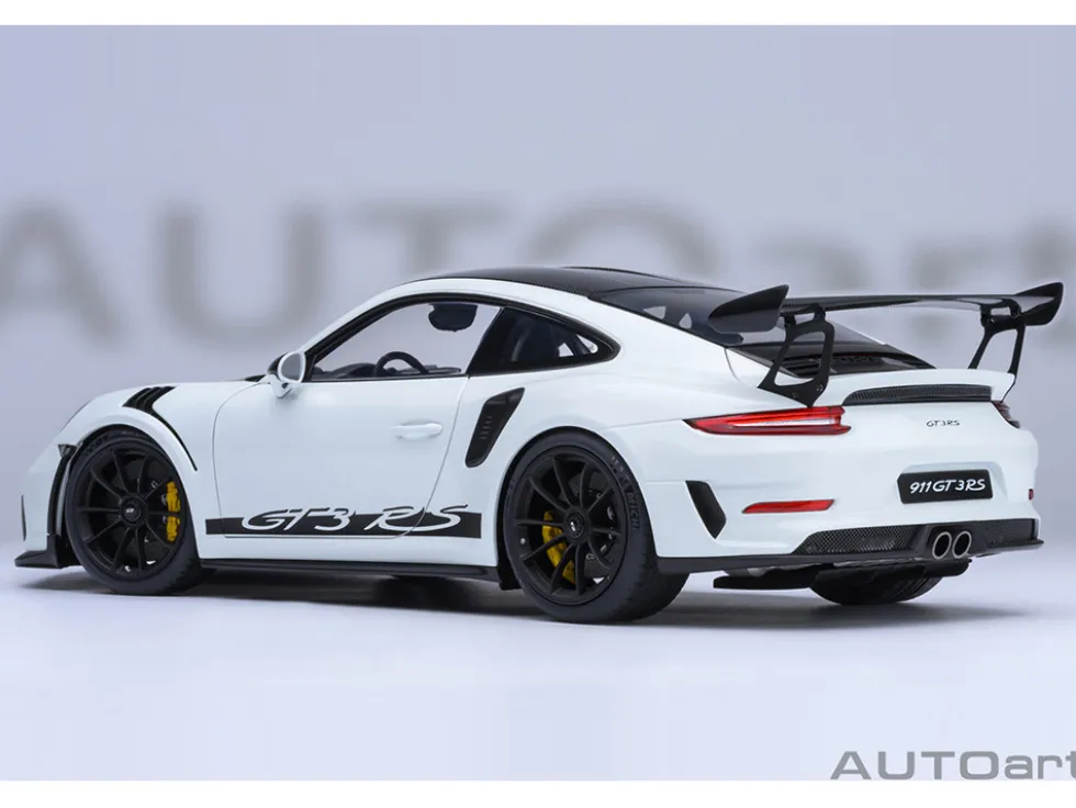 Porsche 911 (991.2) GT3 RS Weissach Package White with Carbon Hood and Top 1/18 Model Car by Autoart