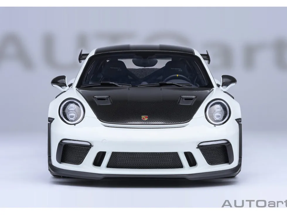 Porsche 911 (991.2) GT3 RS Weissach Package White with Carbon Hood and Top 1/18 Model Car by Autoart