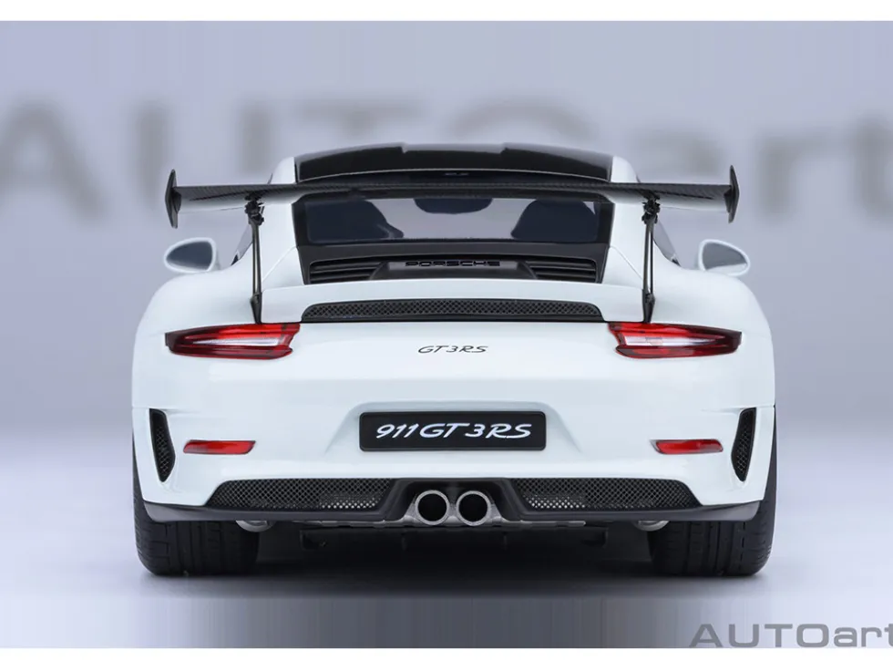 Porsche 911 (991.2) GT3 RS Weissach Package White with Carbon Hood and Top 1/18 Model Car by Autoart