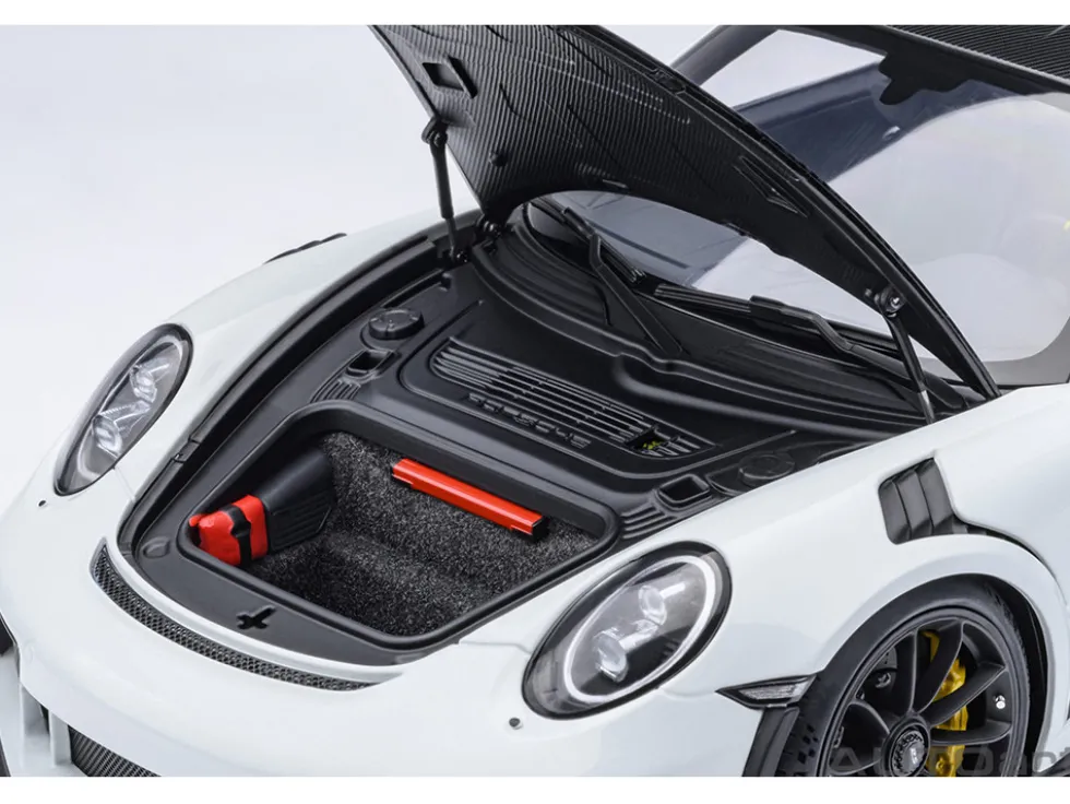 Porsche 911 (991.2) GT3 RS Weissach Package White with Carbon Hood and Top 1/18 Model Car by Autoart