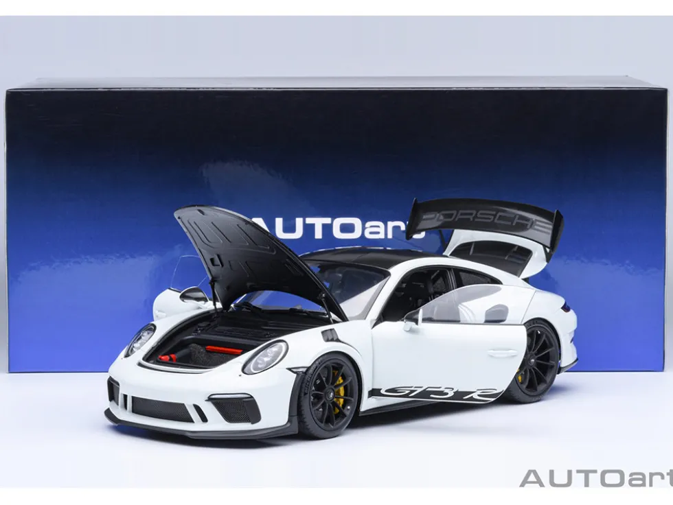Porsche 911 (991.2) GT3 RS Weissach Package White with Carbon Hood and Top 1/18 Model Car by Autoart