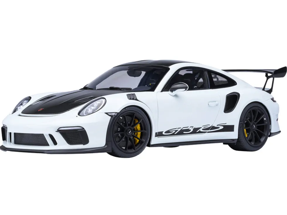 Porsche 911 (991.2) GT3 RS Weissach Package White with Carbon Hood and Top 1/18 Model Car by Autoart