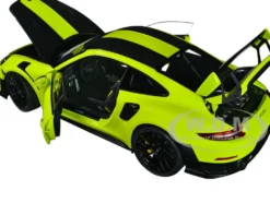 Porsche 911 991 2 GT2 RS Weissach Package Acid Green with Carbon Stripes 1/18 Model Car Autoart 78187