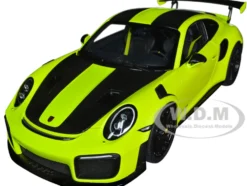 Porsche 911 991 2 GT2 RS Weissach Package Acid Green with Carbon Stripes 1/18 Model Car Autoart 78187