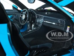 Porsche 911 991.2 GT2 RS Weissach Package Miami Blue Carbon Stripes 1/18 Model Car Autoart 78175
