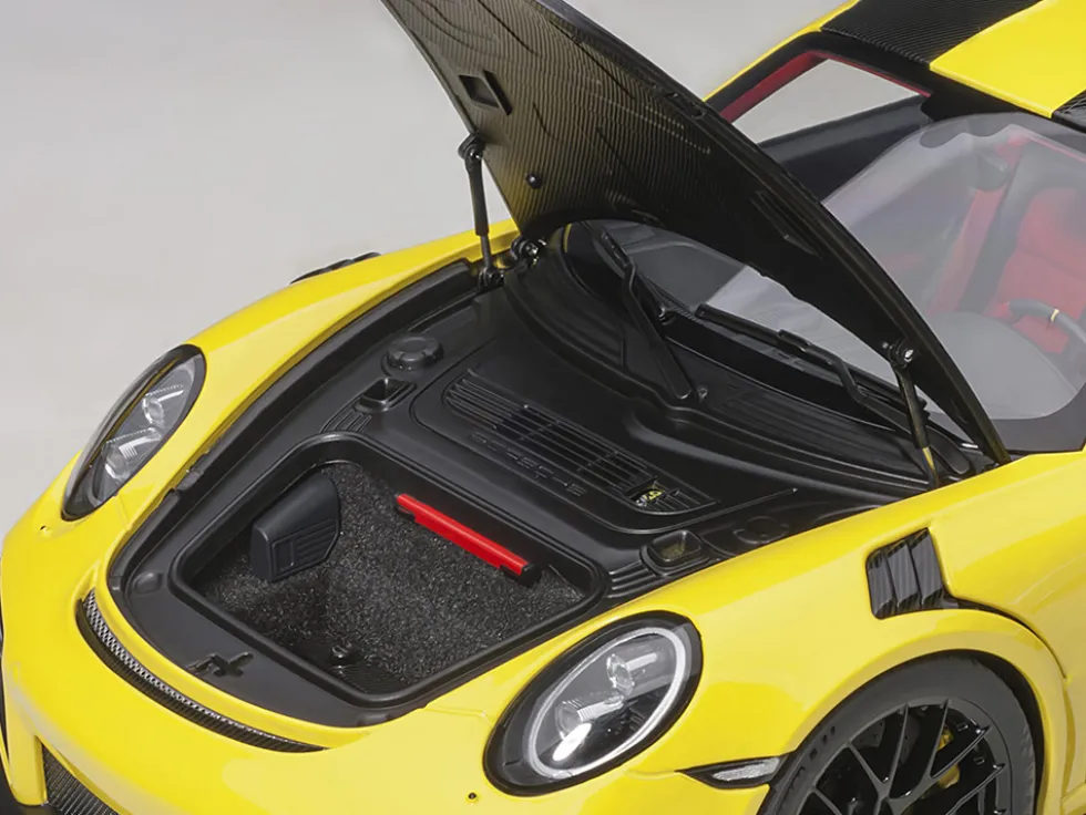 Porsche 911 991.2 GT2 RS Weissach Package Racing Yellow Carbon Stripes 1/18 Model Car Autoart 78172