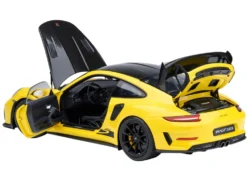 Porsche 911 (991.2) GT3 RS Weissach Racing Yellow with Carbon Hood and Top 1/18 Model Car by Autoart