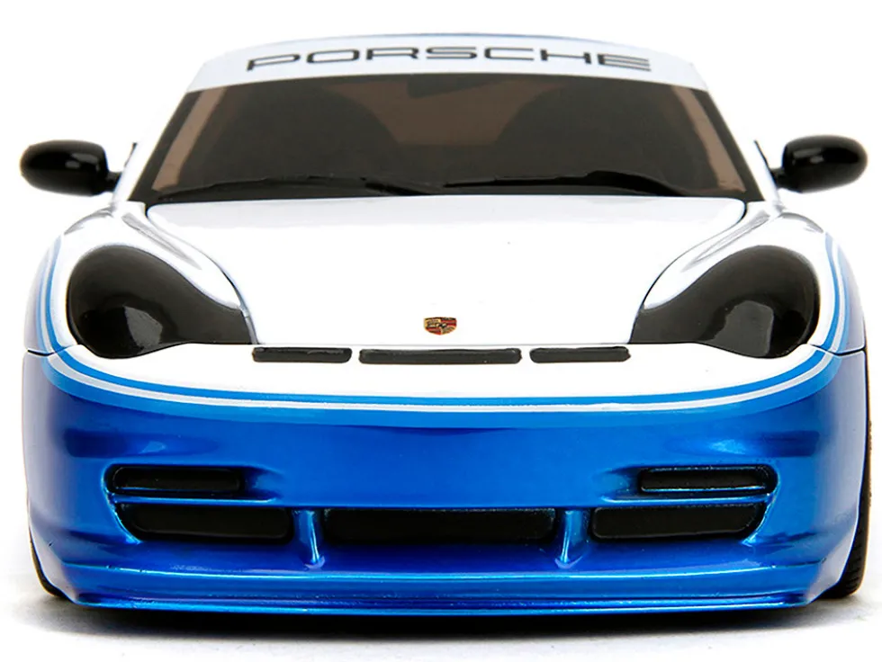 Porsche 911 GT3 RS (996) #845 White and Blue Metallic "Toyo Tires" "Hyper-Spec" Series 1/24 Diecast Model Car by Jada