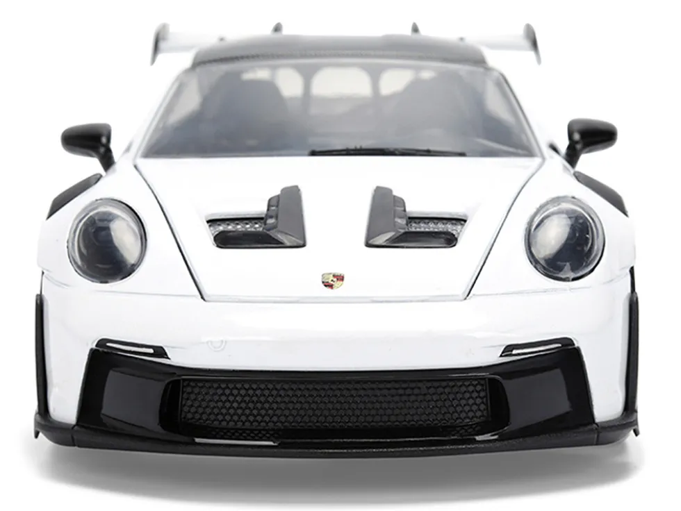 Porsche 911 GT3 RS (992) #12 White with Blue Stripes and Carbon Top "Hyper-Spec" Series 1/24 Diecast Model Car by Jada