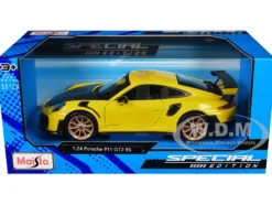 Porsche 911 GT2 RS Yellow Carbon Hood 1/24 Diecast Model Car Maisto 31523